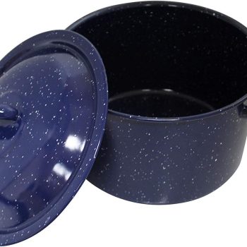 USA 4-Quart Blue Speckled Enamel Stock Pot with Lid - Image 2