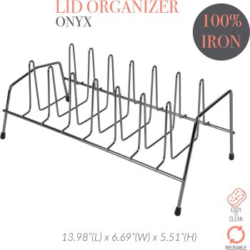 8 Section Lid and Plate Organizer | Free Standing | Pot, Pan & Cutting Board Holder | Cabinet Pantry and Countertop Organization | Onyx - Image 2