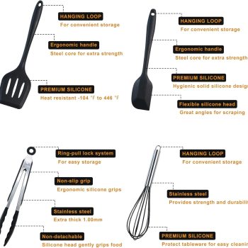 Kitchen Utensils Set - 25pcs Silicone Cooking Utensils Set, Silicone Kitchen Utensils, Cooking Tools Turner Tongs Nonstick Spatula Spoon for Nonstick Heat Resistant Cookware - Image 3