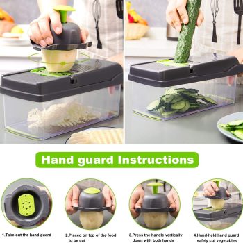 Mandoline Slicer - Newest Design Vegetable Chopper, 15 in 1 Mandoline Slicer Adjustable Vegetable Cutter, Vegetable Cutter with Julienne Grater Include Clean Brush and Hand Guard - Image 5