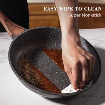 Nonstick Frying Pan Skillet, Swiss Granite Coating Omelette Pan, Healthy Stone Cookware Chef's Pan, PFOA Free 8/9.5/10/11/12.5 Inch 9.5 Inch - Image 2