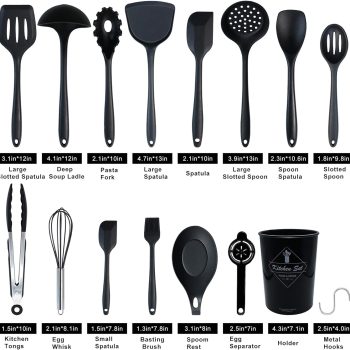 Kitchen Utensils Set - 25pcs Silicone Cooking Utensils Set, Silicone Kitchen Utensils, Cooking Tools Turner Tongs Nonstick Spatula Spoon for Nonstick Heat Resistant Cookware - Image 4