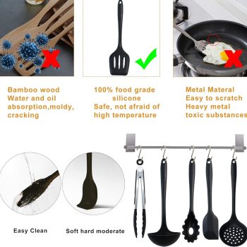 Kitchen Utensils Set - 25pcs Silicone Cooking Utensils Set, Silicone Kitchen Utensils, Cooking Tools Turner Tongs Nonstick Spatula Spoon for Nonstick Heat Resistant Cookware - Image 5