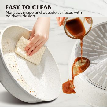 Nonstick Ceramic Cookware Set 13-Piece, Healthy Pots and Pans Set, Non-toxic Kitchen Cooking Set with Stay-Cool Handles, Silicone Tools and Pot Protectors, PFAS and PFOA Free - Image 5