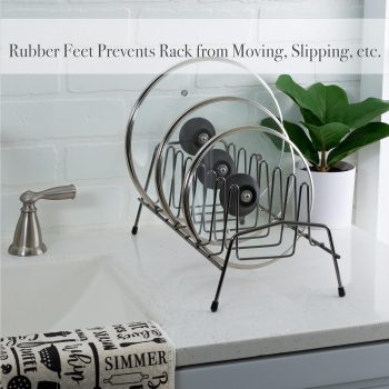 8 Section Lid and Plate Organizer | Free Standing | Pot, Pan & Cutting Board Holder | Cabinet Pantry and Countertop Organization | Onyx - Image 5