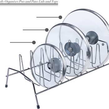 8 Section Lid and Plate Organizer | Free Standing | Pot, Pan & Cutting Board Holder | Cabinet Pantry and Countertop Organization | Onyx - Image 4